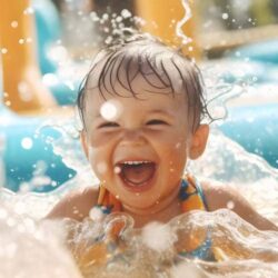 Fröhliches Baby im Wasser